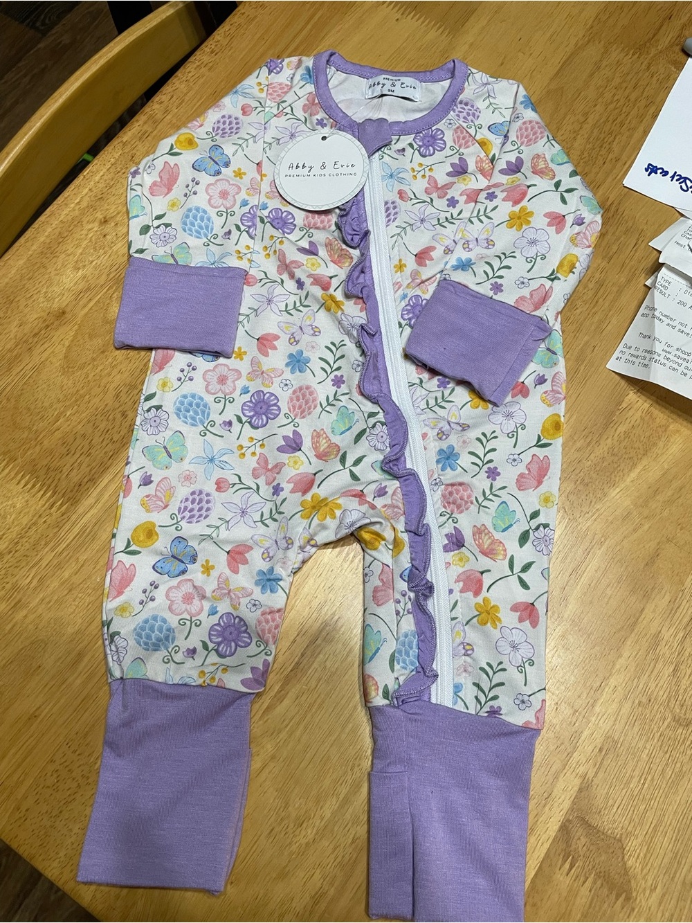 Lilac Floral Footed One-Piece for Kids
